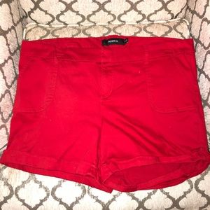 Red short, above the knee